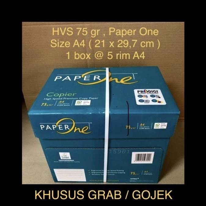 

BEBAS ONGKIR - Hvs A4 75 gr Paper One ( Box ) KHUSUS GRAB / GOJEK