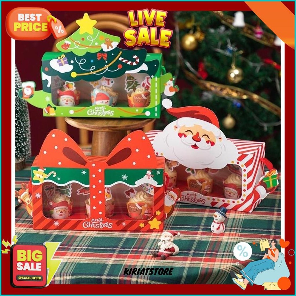 

Paperbox Cupcake Kotak Ivory Dus Kue Pudding Lubang Tema Christmas Natal Box Handle Souvenir Motif Sale