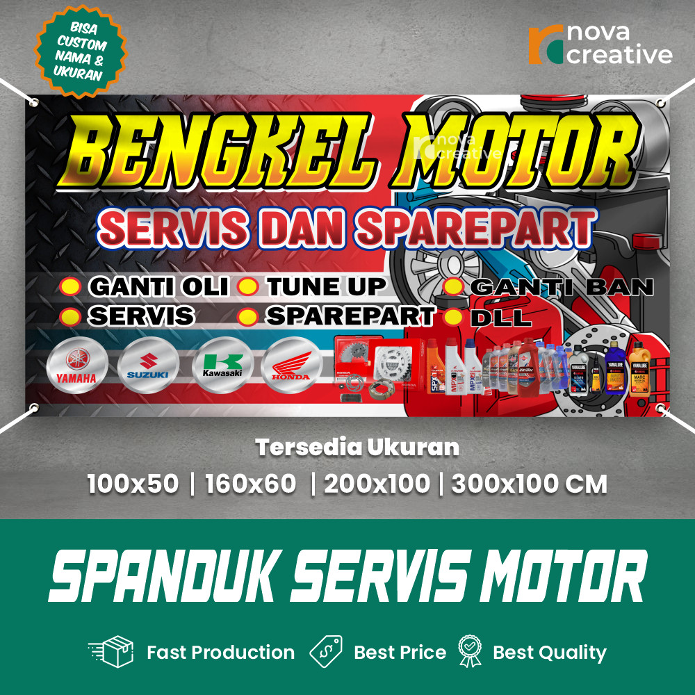 Print Banner Bengkel Motor dan Servis Spanduk Custom Free Desain