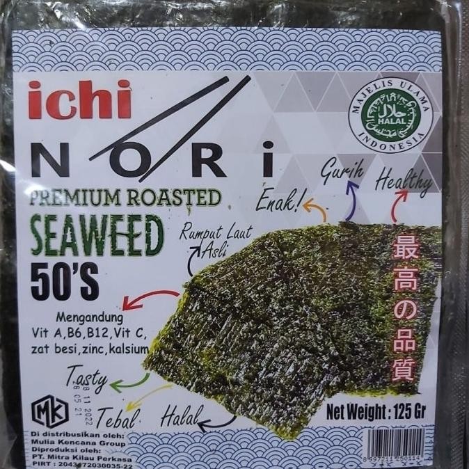 

ICHI NORI SUSHI NORI 50 SHEET RUMPUT LAUT SEAWEED 125 GR L19A