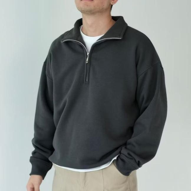 Cozyclub Zipper Sweatshirt | Jaket Sweater Pria Kerah Half Zip