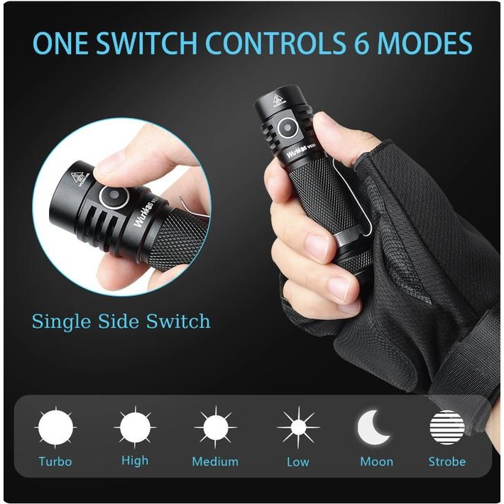 Senter Wurkkos Wk03 Led 18650 Obor 1800Lm Atr Luminus Sst40