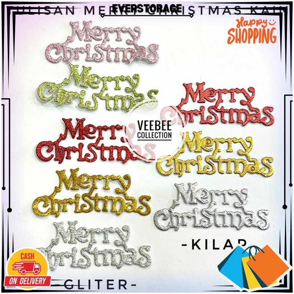 

Tulisan Merry Christmas Kain Gliter Kilap/ Merry Christmas/ Hiasan Kue/ Hiasan Hampers Natal/ Christmas Decoration D Sale