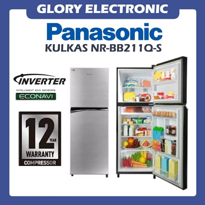 Kulkas Panasonic 2 pintu Inverter NR-BB211QS NR BB 211 QS SILVER