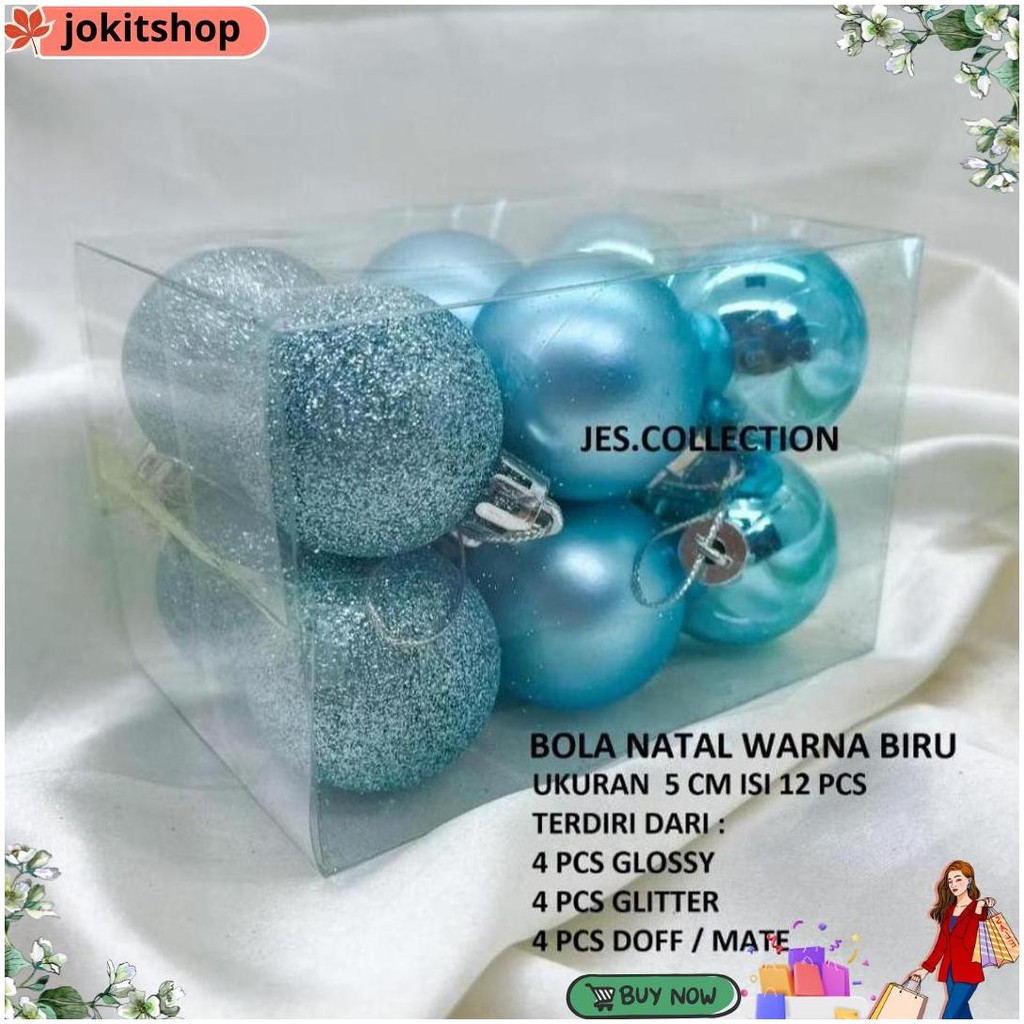 

All Blue Christmas Accesories - Dekorasi Natal Nuansa Biru - Bola Bunga Garland Pita D Sale