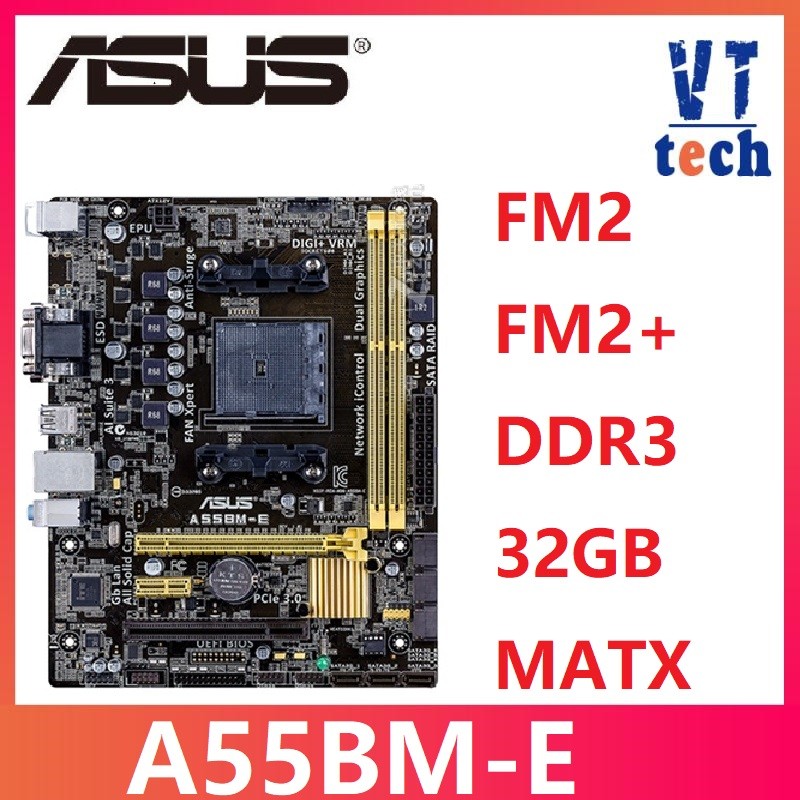 Untuk ASUS A55BM-E Motherboard asli bekas Soket fm2 FM2+ DDR3 A55 a58m a55m a68 a68m Papan induk Des