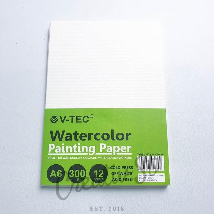 

TERMURAH - V-tec A6 Water color Paper Sheets 300 GSM Cold Press Kertas Cat Air