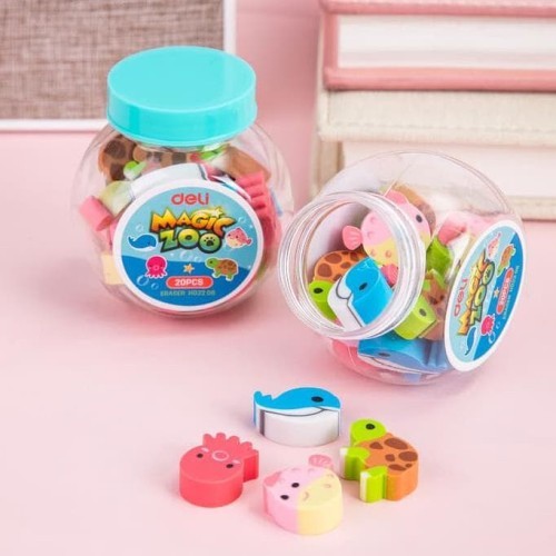 

Deli EH03206 Bucket 4 animal design Eraser PET tube 50*50*54mm (Mixed)