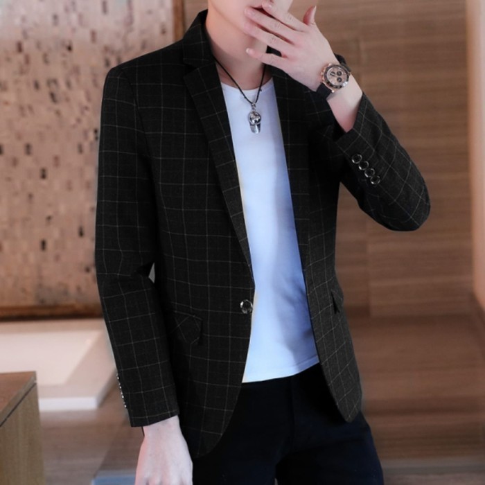 JAS BLAZER PRIA MOTIF KOTAK-KOTAK/BAJU JAS BLAZZER CASUAL SLIMFIT PRIA