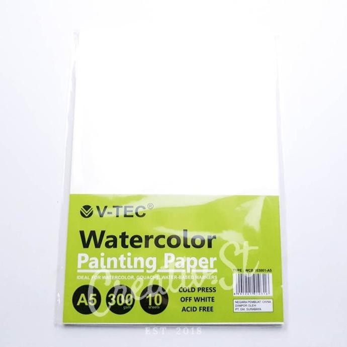 

TERMURAH - V-tec A5 Watercolor Paper Sheets 300 GSM Cold Press