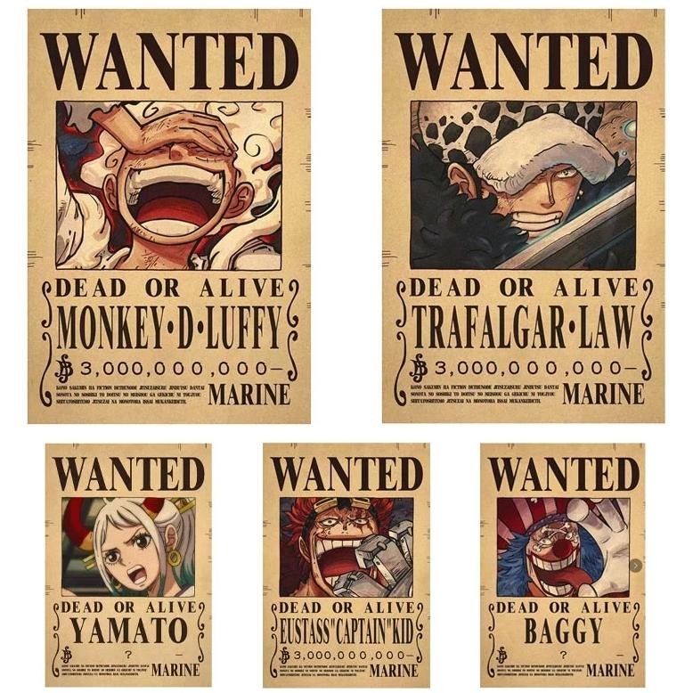 new anime one piece luffy 3 billion bounty wanted posters four emperors kid action figures vintage w