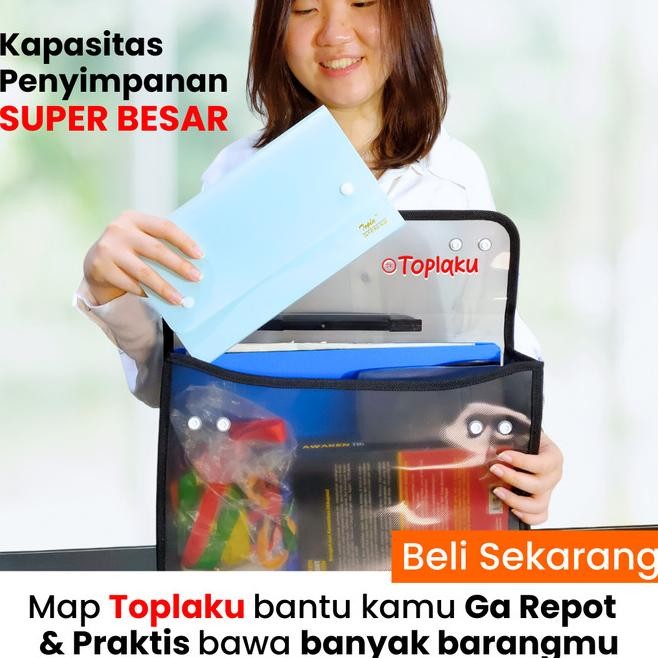 

TOPLA PREMIUM MAP TAS DOKUMEN PLASTIK KANCING 4 JARING SCHOOL BAG