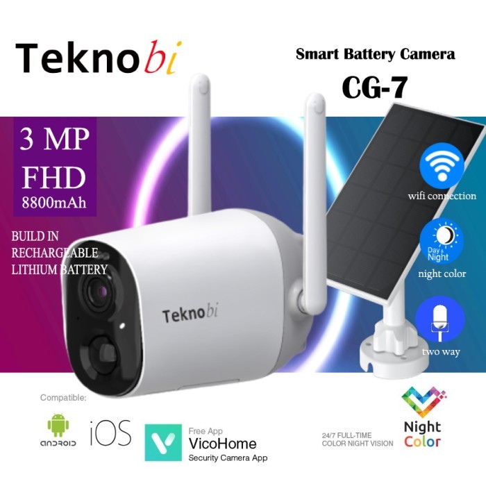 IP Camera CCTV Solar Portable Baterai Teknobi CG7 Waterproof Wireless