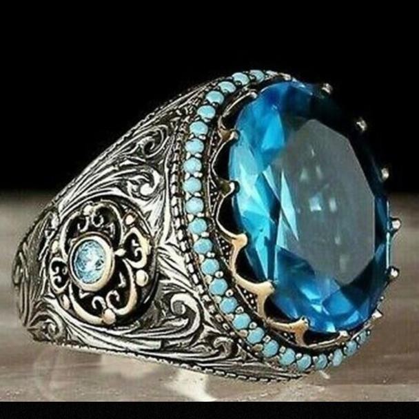 Cincin Pria Titanium Batu Giok U / Cincin Titanium Pria Batu U