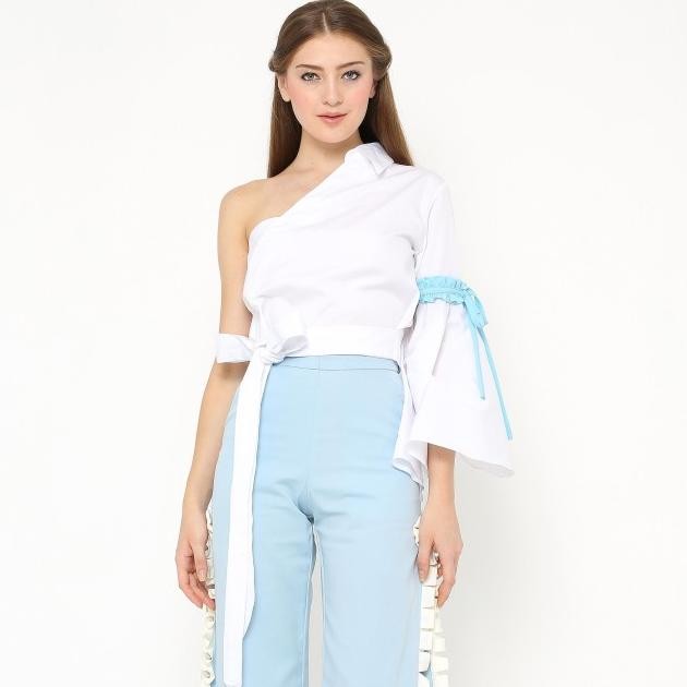 (Clearance ) One Shoulder Top Atasan Crop Top