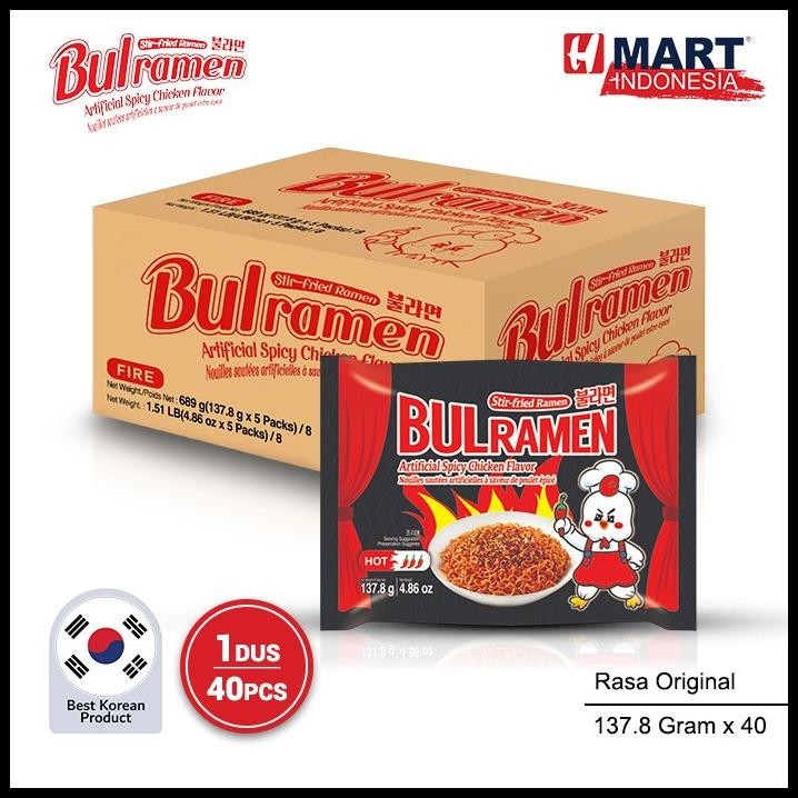 

Bul Ramen Original - Stir-Fried Ramen With Artificial Hot Spicy Chicken Flavor 137.8G 1 Dus (Isi 40Pcs)