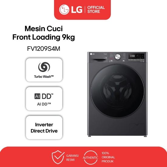 LG Mesin Cuci Front Loading 9Kg - AI DD - TurboWash - Inverter Direct Drive Motor - Smart Diagnosis 