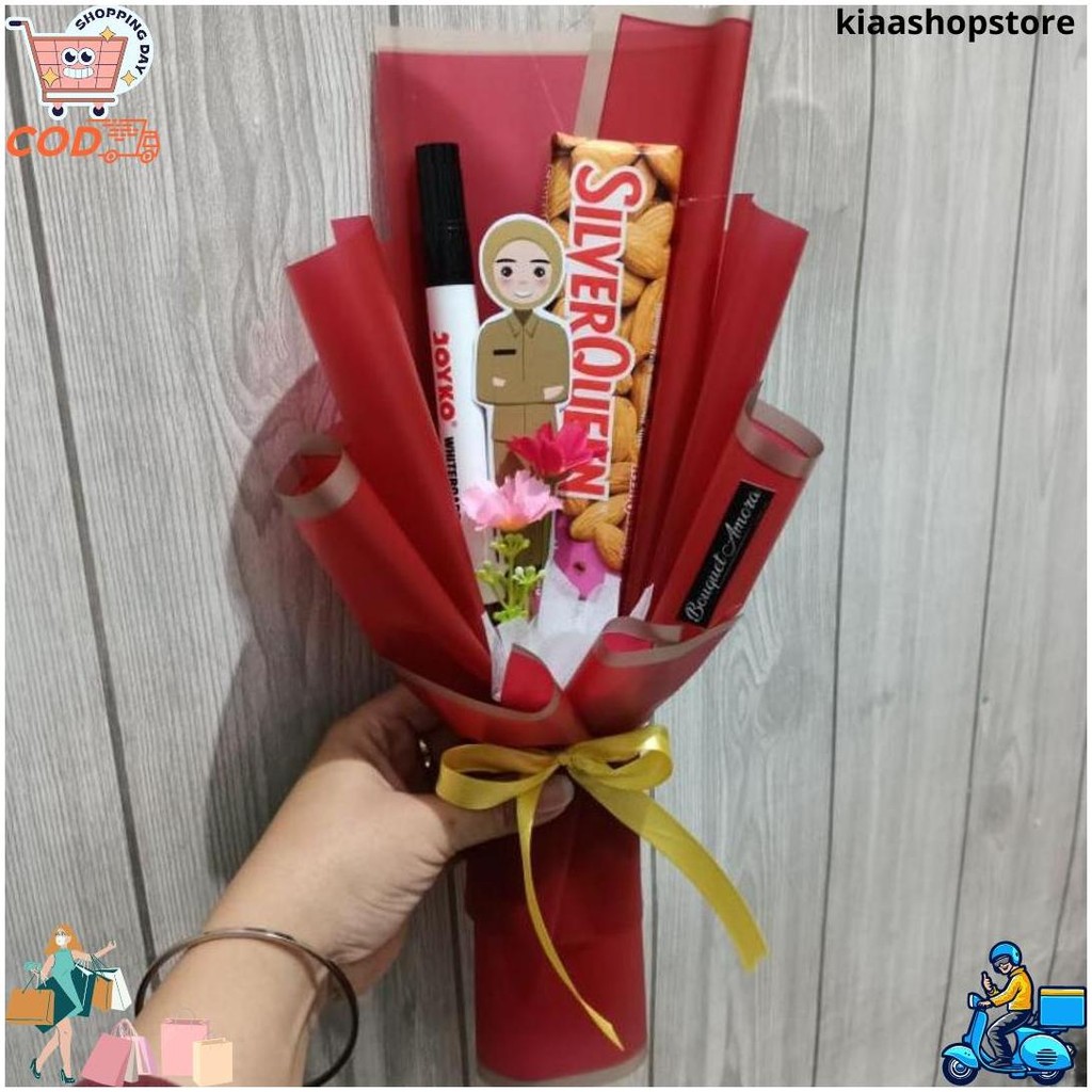 

Buket Hari Guru/Hadiah Hari Guru Buket Coklat &Atk D Termurah