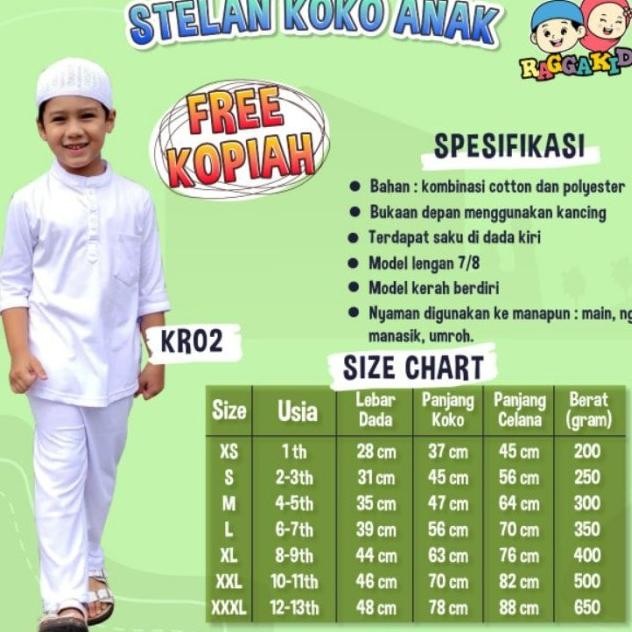 Baju Koko Anak Putih Tk Sd Free Peci Raggakids Kr02 Baju Manasik Haji