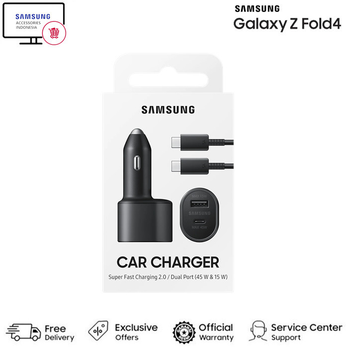 Samsung Car Charger Galaxy Z Fold4 5G Super Fast Dual Car Charger 45W