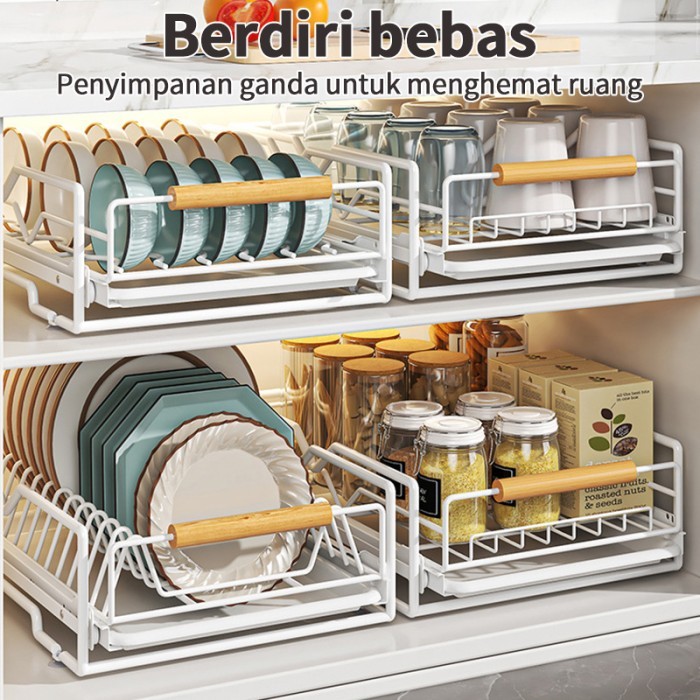 Rak piring tarik rak laci piring rak dapur serbaguna lemari piring
