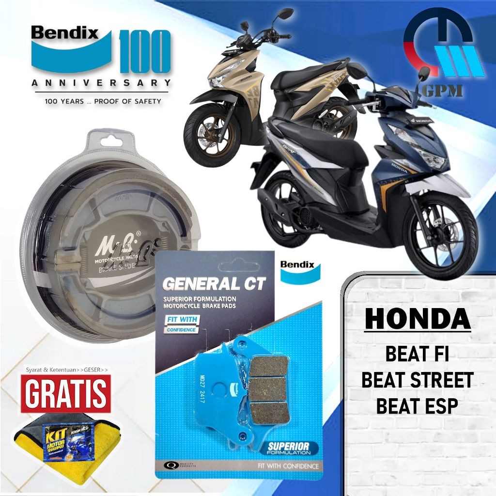 Kampas rem BEAT Fi, BEAT STREET, BEAT ESP Honda Bendix Kampas rem Depan dan Belakang