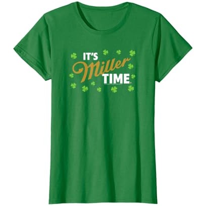 Kaos Vintage Miller Lite St. Patrick's Day It's Miller Time |PSNMxJwt|