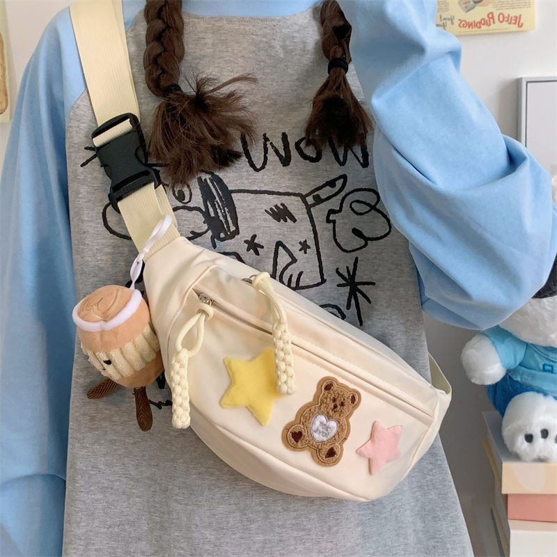 Tas Pinggang, Tas Pinggang Gaya Korea, Tas Dada Pelajar Wanita, Mori, Lucu