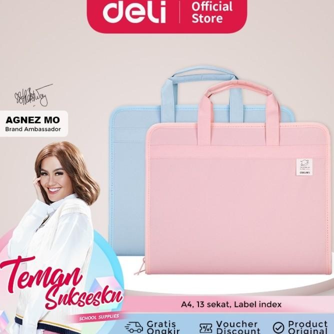 

PROMO!! DELI FILE FOLDER DOCUMENT BAG TAS DOKUMEN FILE A4 WARNA PINK