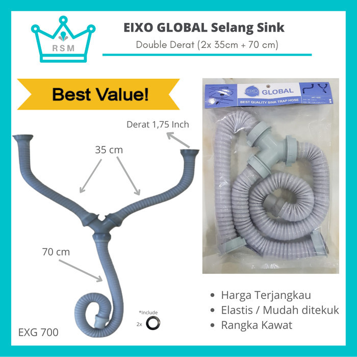 Promo Selang Double Eixo Global Kitchen Sink Hose Pembuangan Bcp Flexibel