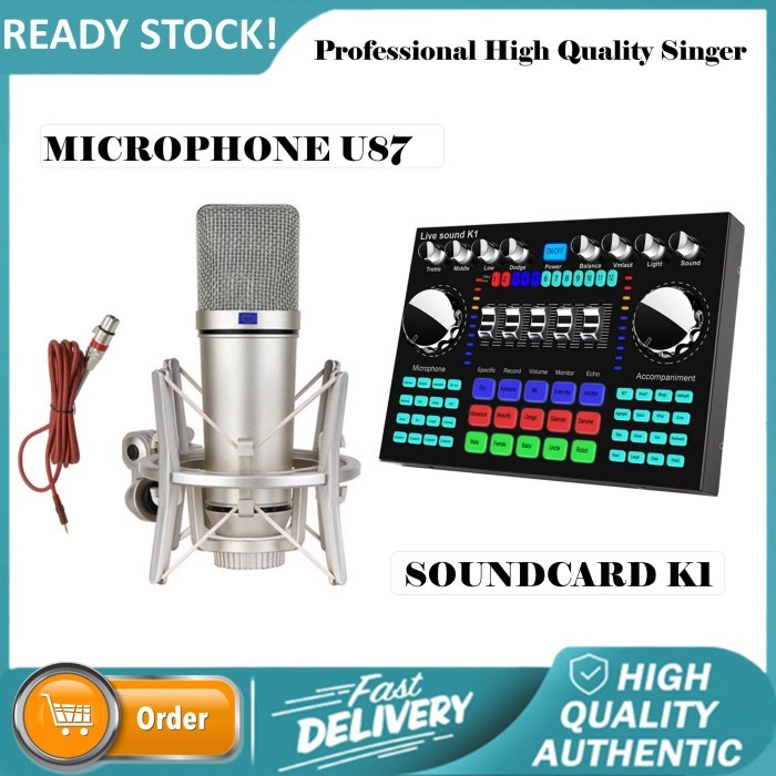 Terlaris Sound Card K1 Soundcard K1 Recording 2 Mic Dual Channel Mixer Podcast