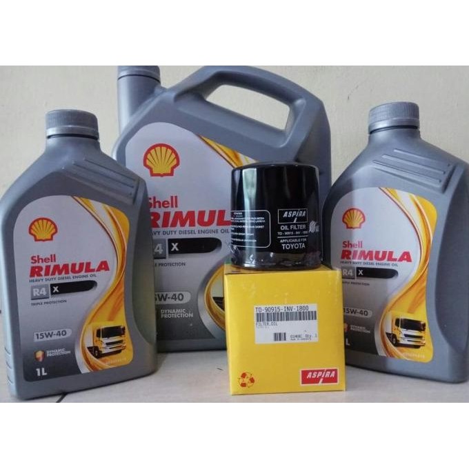 Paket Oli Mobil Diesel SHELL RIMULA R4X 7 L + Filter Oli TOYOTA INNOVA