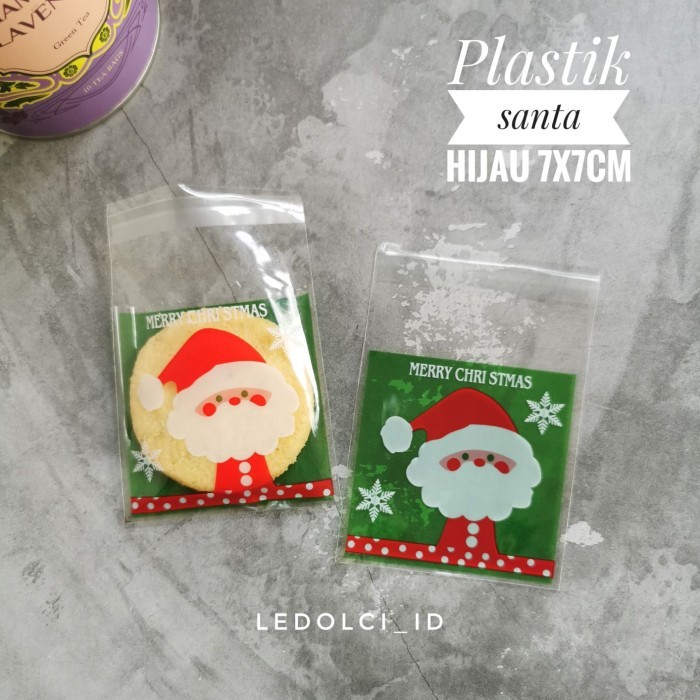 

PLASTIK COOKIES KANTONG BISKUIT NATAL CHRISTMAS DG PEREKAT 7X7 CM