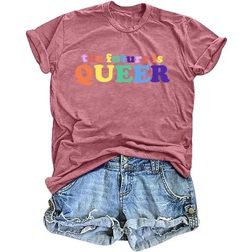 Kemeja LGBTQ VVNTY untuk Wanita: Kemeja Pride, Kaus Masa Depan adalah Kaus Queer, Kaus Kesetaraan LG