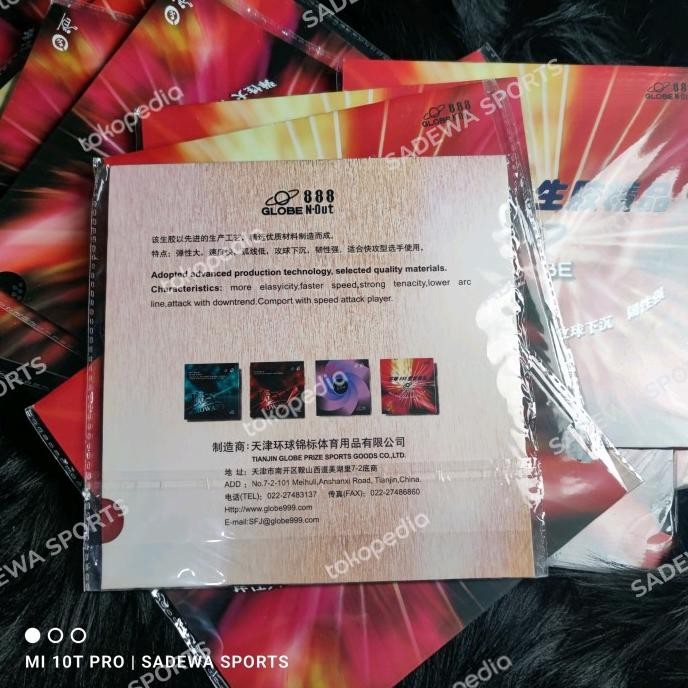 GLOBE 888 OX -Karet bintik medium pingpong tenis meja Resmi ITTF Jahat IQB