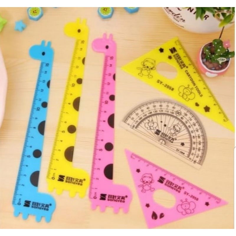 

Penggaris lucu Karakter jerapah 1set isi 4