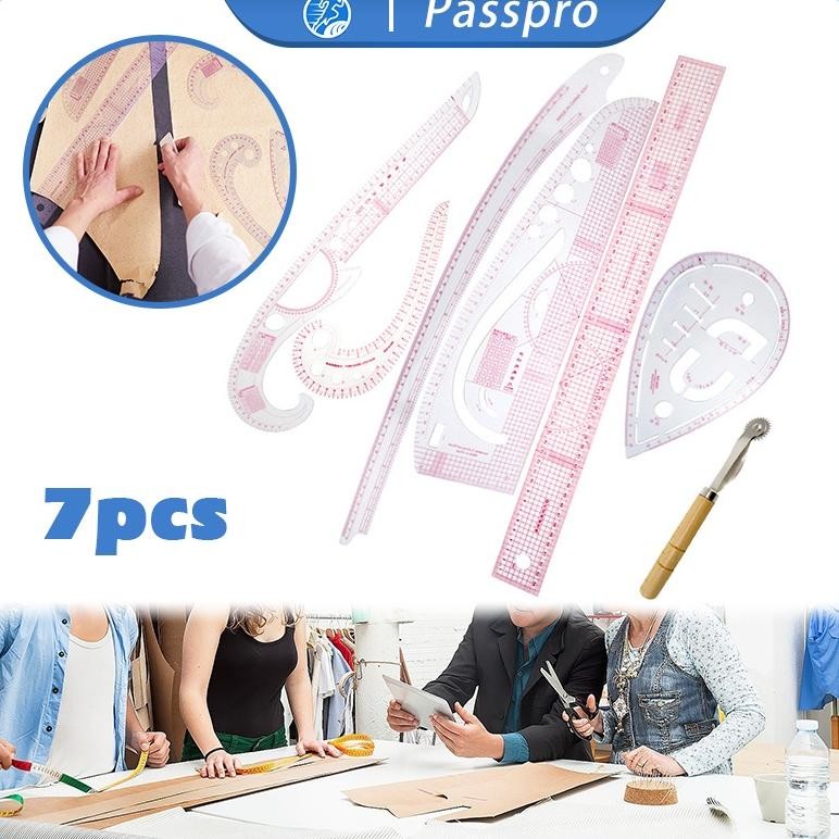 

7pcs Penggaris Jahit Set Penggaris Pola Baju Gambar Menjahit Pakaian Baju Quilting Patchwork Ruler Multi Function Sewing Rulers