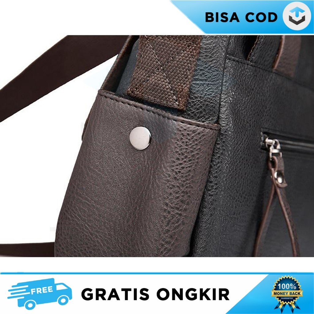 TAS KANTOR SELEMPANG PRIA BAHAN KULIT ASLI MUAT BANYAK SLOT RESLETING