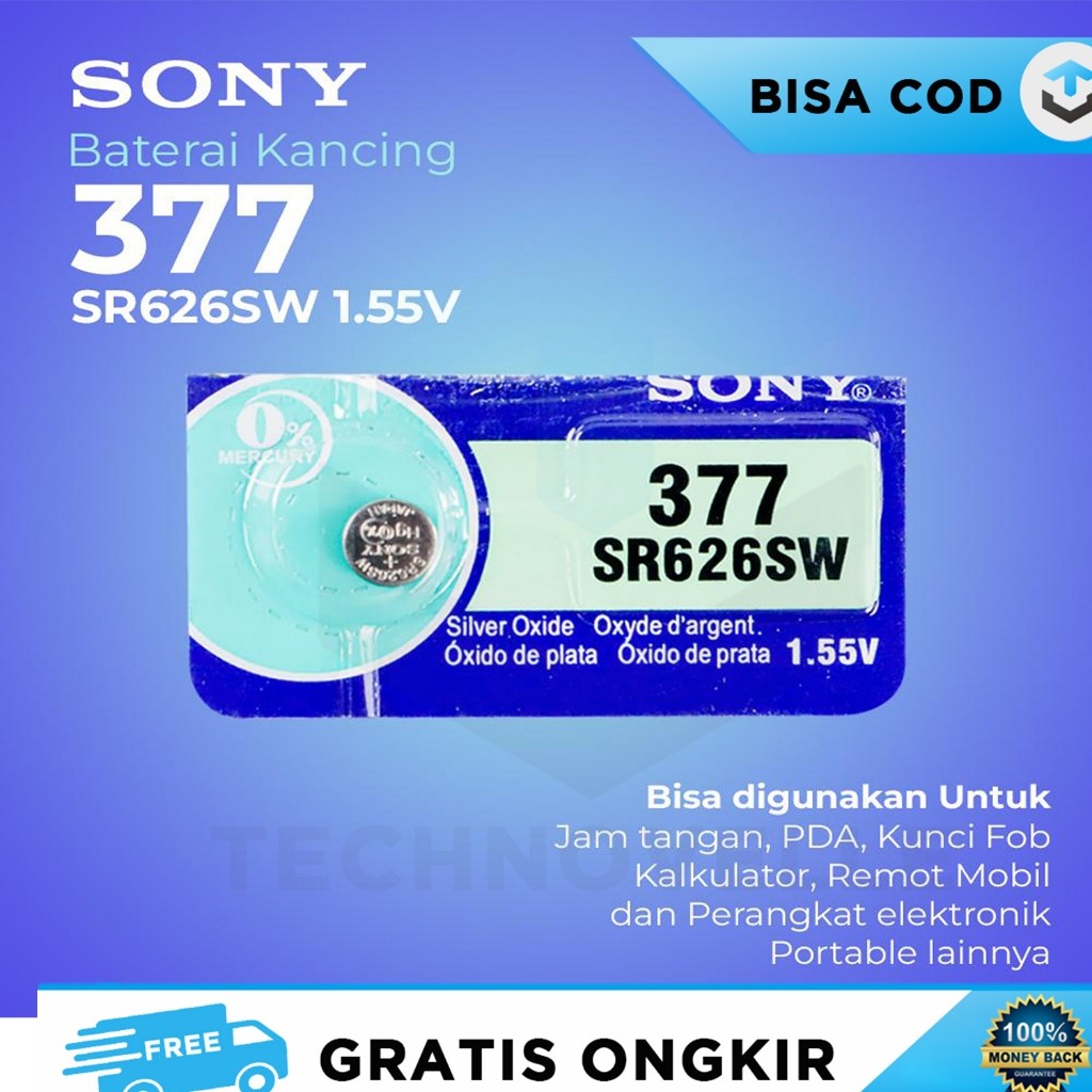 BATU BATERAI JAM TANGAN 377 SONY 1.55V KECIL ORIGINAL 3V SERBAGUNA