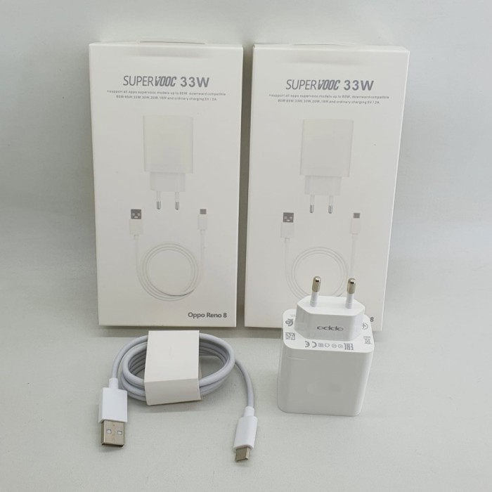 Tersedia Travel Charger Super Vooc Oppo Reno 8 Type-C 33 Watt Fast Charging Ori