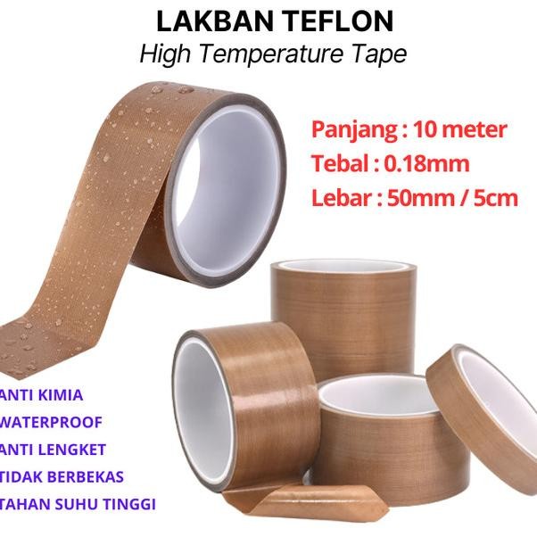 

Lakban Teflon Tape Ptfe 50Mm Tahan Panas 300C Setara Nitto 2" Inch