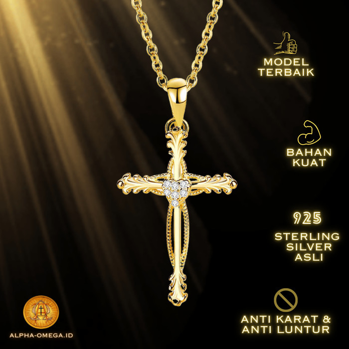 Azzatun - Kalung Salib Wanita Perak 925 - Kalung Salib Wanita Sterling Silver