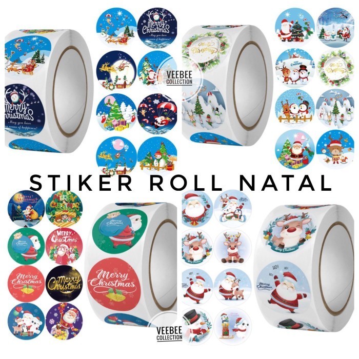 

] Stiker Roll Natal 2,5cm/ Stiker hampers motif Natal/ stiker natal