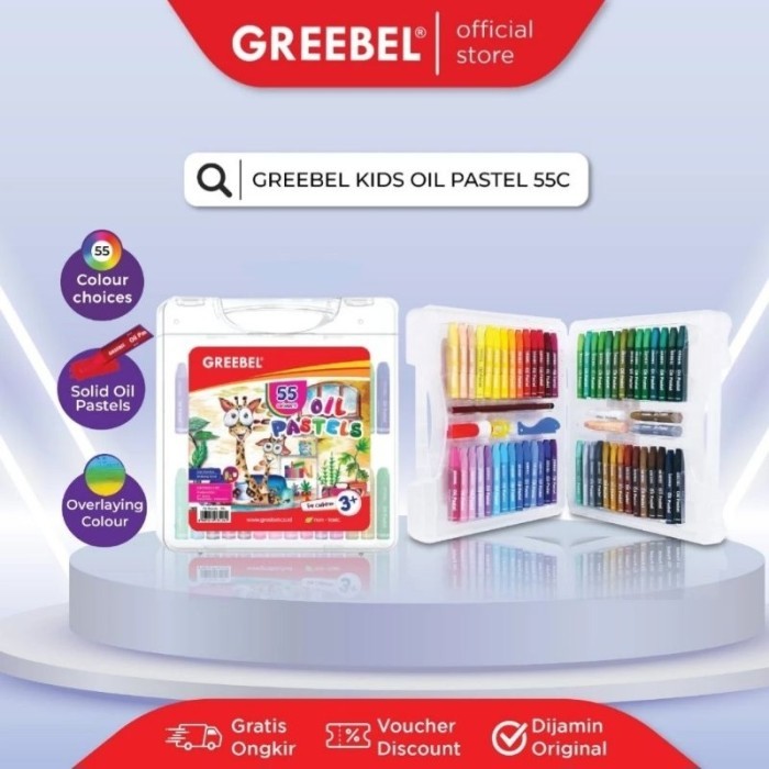 GREEBEL Crayon 55 Warna / Oil Pastel Greebel 55 Warna