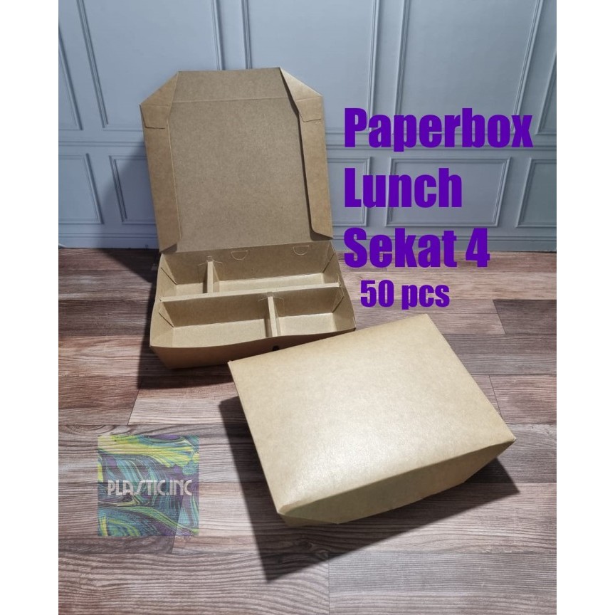 Produk Ready Paper Box Lunch Sekat 4 Kraft/Paper Lunch Box Sekat 4/Paperbox Sekat 4