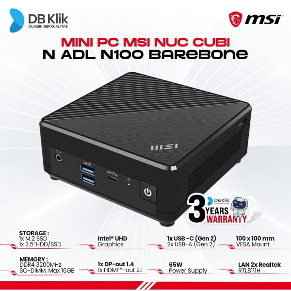 MSI Cubi N ADL MINI PC Intel N100 Barebone
