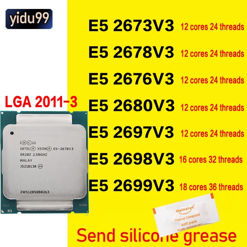 CPU INTEL Xeon E5-2673 V3 2678 E5 2676V3 2680 2697 2698 V3 2699V3 Prosesor pin LGA 2011 resmi tersed