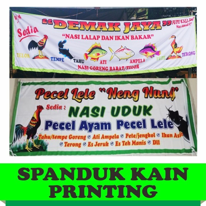 cetak spanduk pecel lele bahan kain / satin cloth / spanduk pecel lele