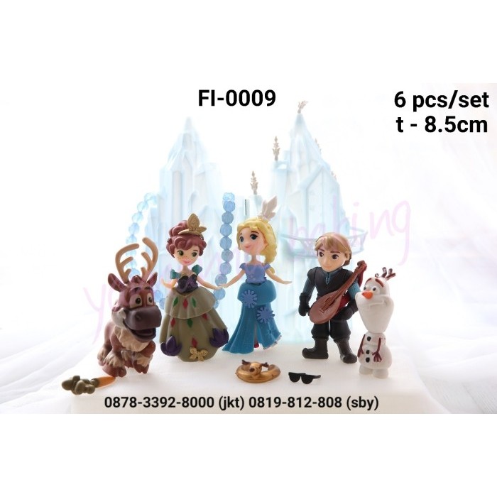 NEW FI-0009 Topper Figurine hiasan kue frozen elsa anna olaf istana es