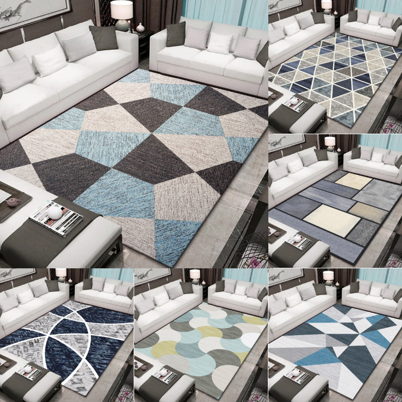 Karpet ruang tamu minimalis modern Skandinavia karpet bantal sofa meja geometri kamar tidur selimut 